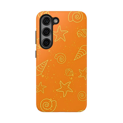 Funda resistente para teléfono con diseño de conchas naranjas | Estética