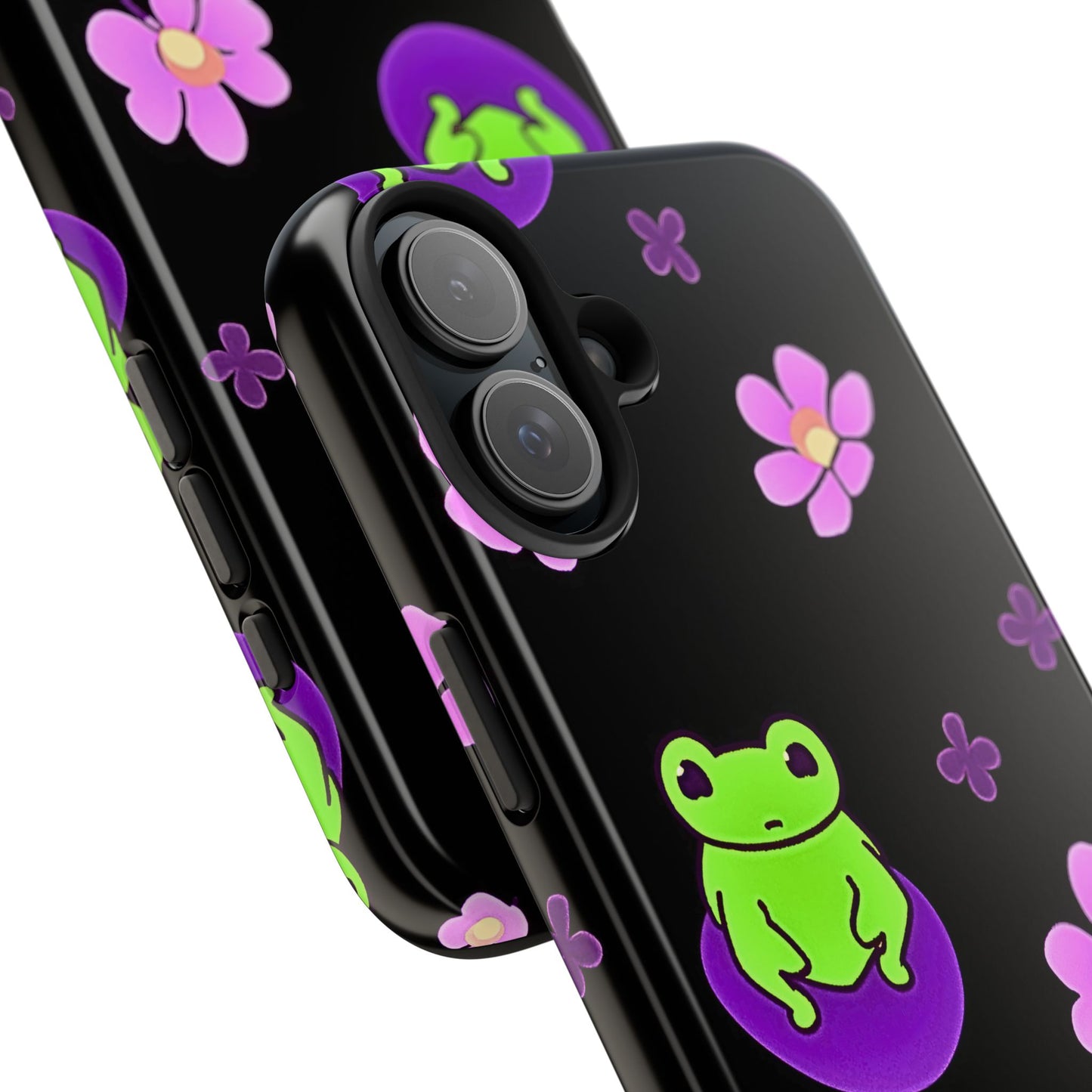 Cute Frog & Pink Flowers Pattern Style Tough Phone Case | Animals
