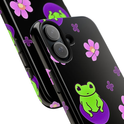 Cute Frog & Pink Flowers Pattern Style Tough Phone Case | Animals