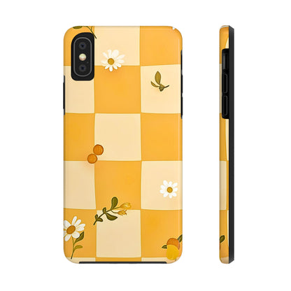 Yellow Checkered Preppy Daisies Tough Phone Case | Aesthetic