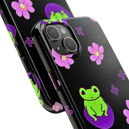 Cute Frog & Pink Flowers Pattern Style Tough Phone Case | Animals