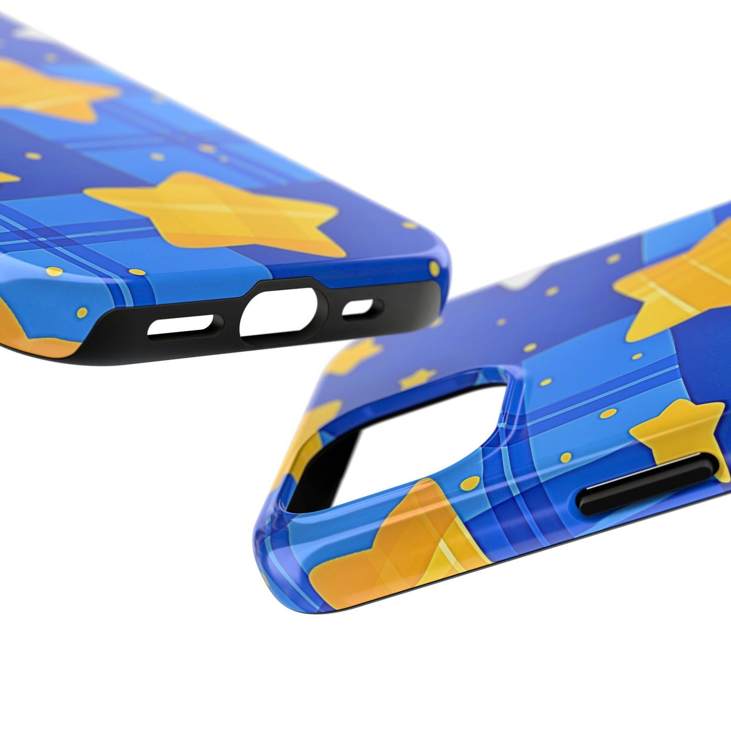 Funda resistente para teléfono con estampado de estrellas y cuadros preppy | Estética