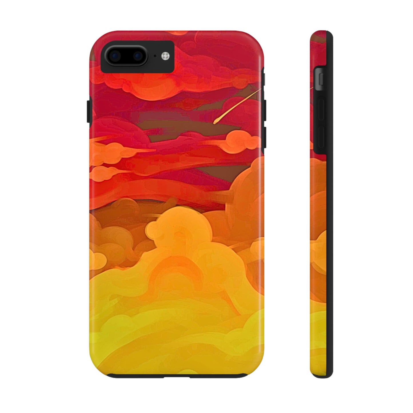 Funda resistente para teléfono con diseño de nubes rojas y naranjas | Estética