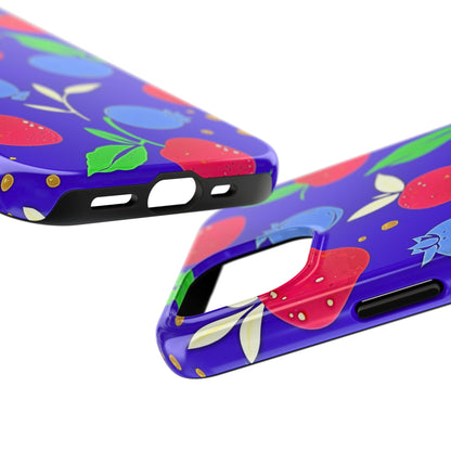 Funda resistente para teléfono con diseño de arándanos y fresas | Estética