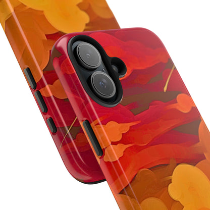 Funda resistente para teléfono con diseño de nubes rojas y naranjas | Estética