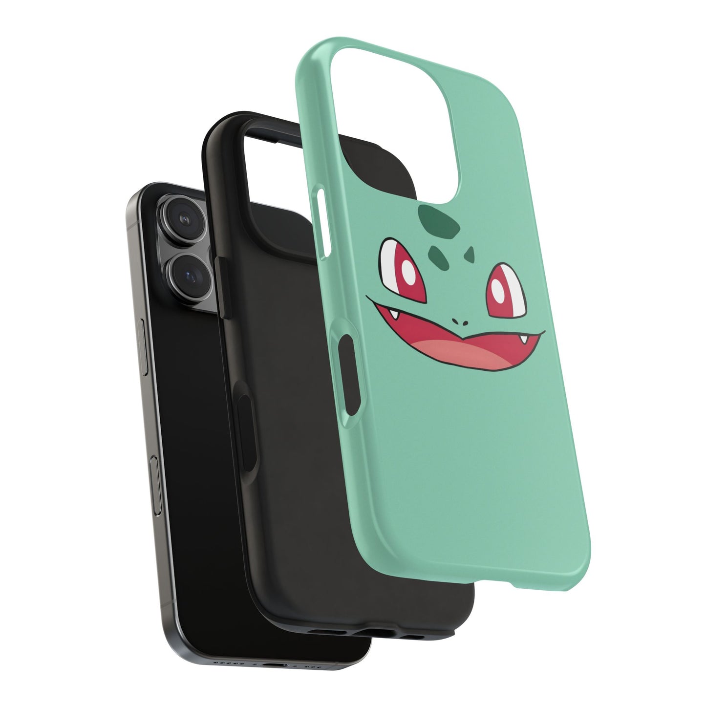 Green Leaf Dino Smile Red Eyes Cute Creature Tough Phone Case | Anime