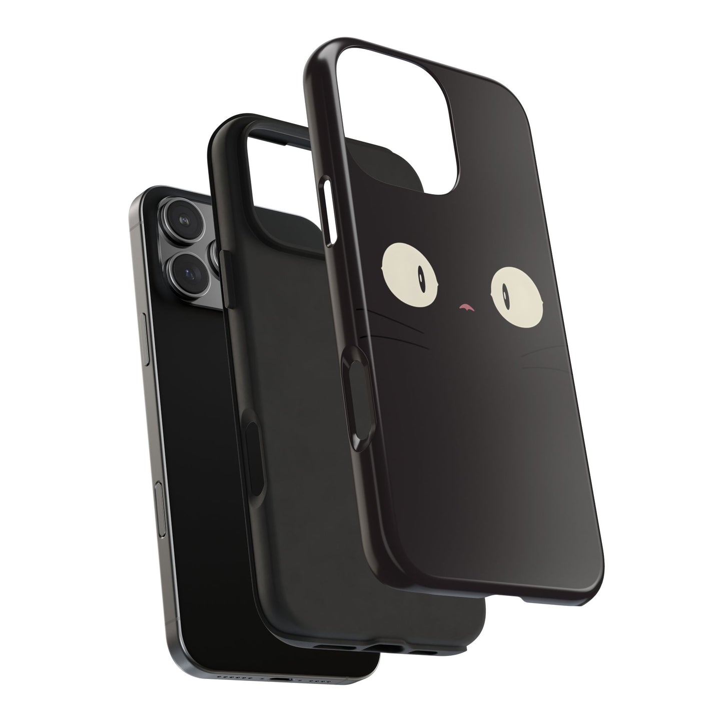 Adorable Black Cat Face and Eyes Minimal Tough Phone Case | Animals