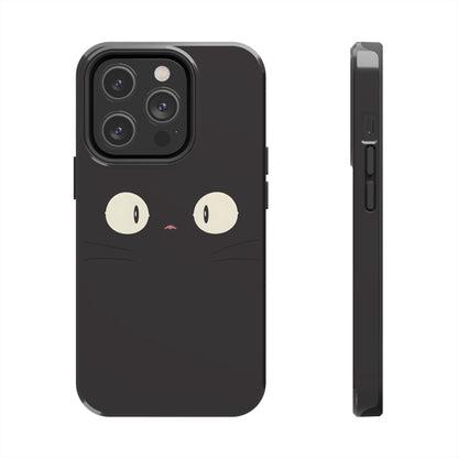 Adorable Black Cat Face and Eyes Minimal Tough Phone Case | Animals