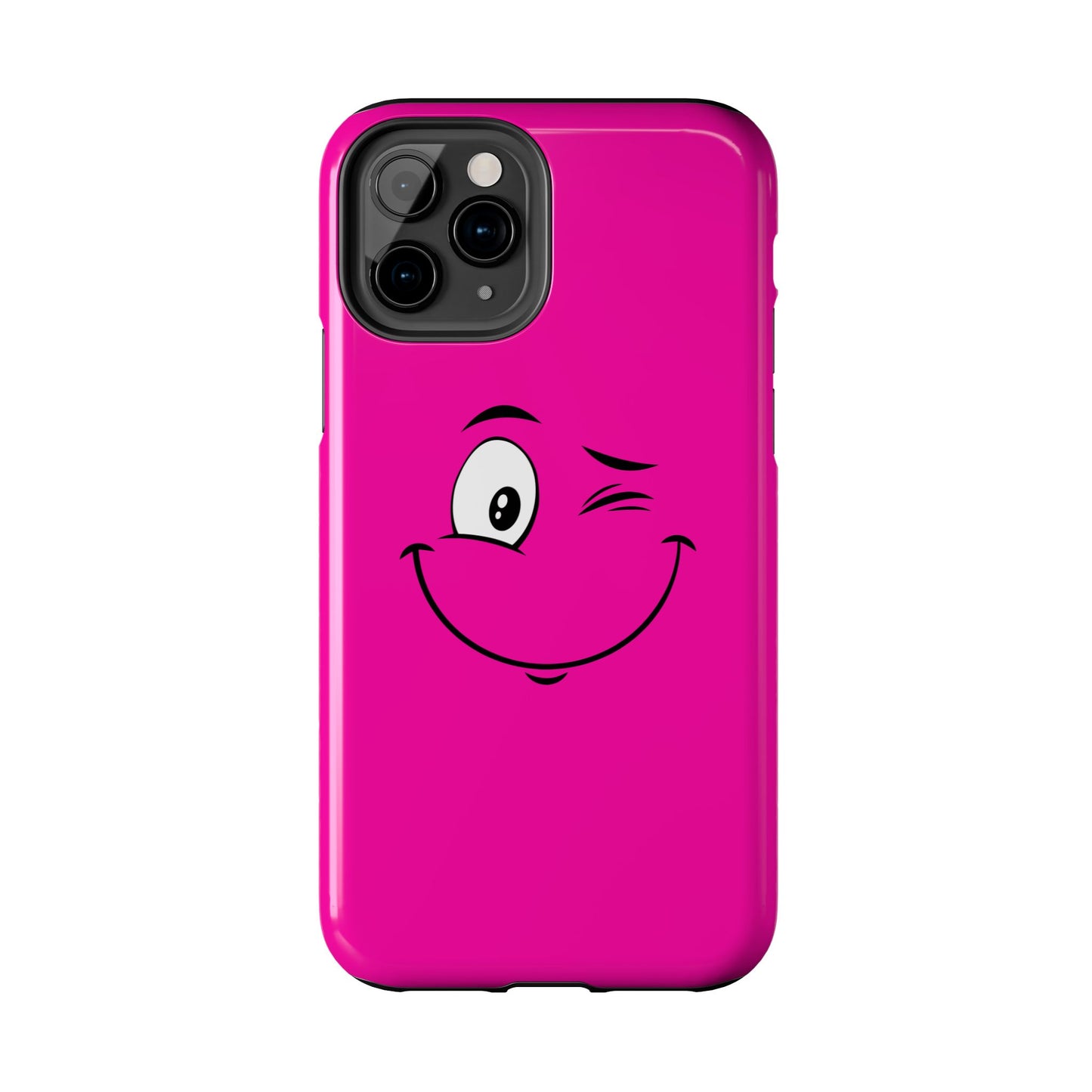 Winking Face Pink Background Cheeky Cartoon Style Tough Phone Case | Funny