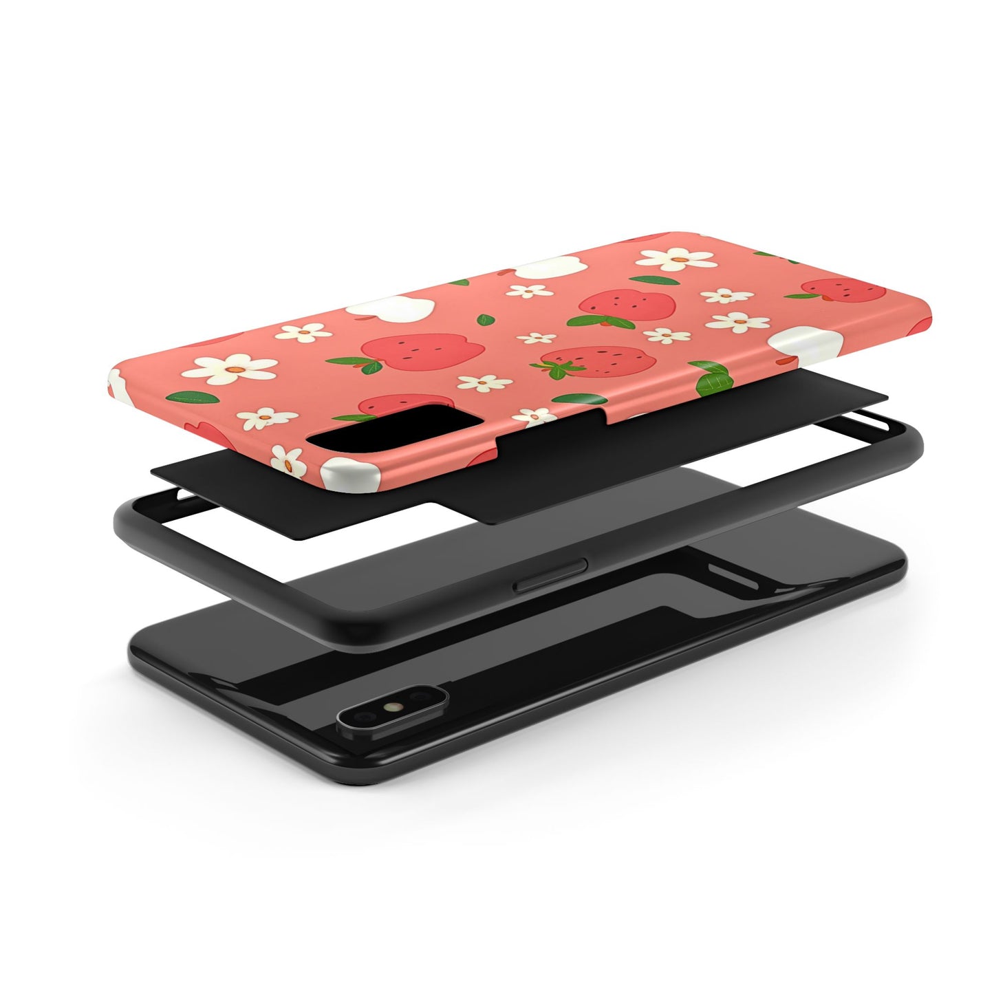 Strawberry Apple Flower Pattern Pink Tough Phone Case | Aesthetic