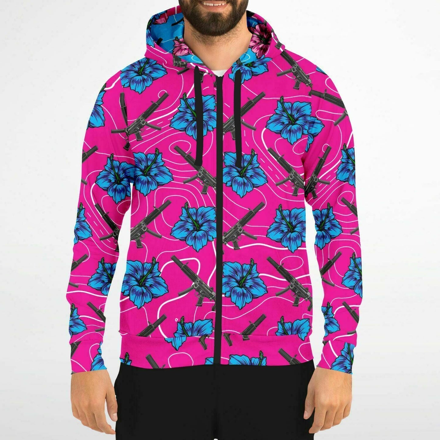 Rad Palm High Capacity Hibiscus Zip Up Hoodie