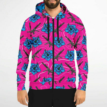 Rad Palm High Capacity Hibiscus Zip Up Hoodie