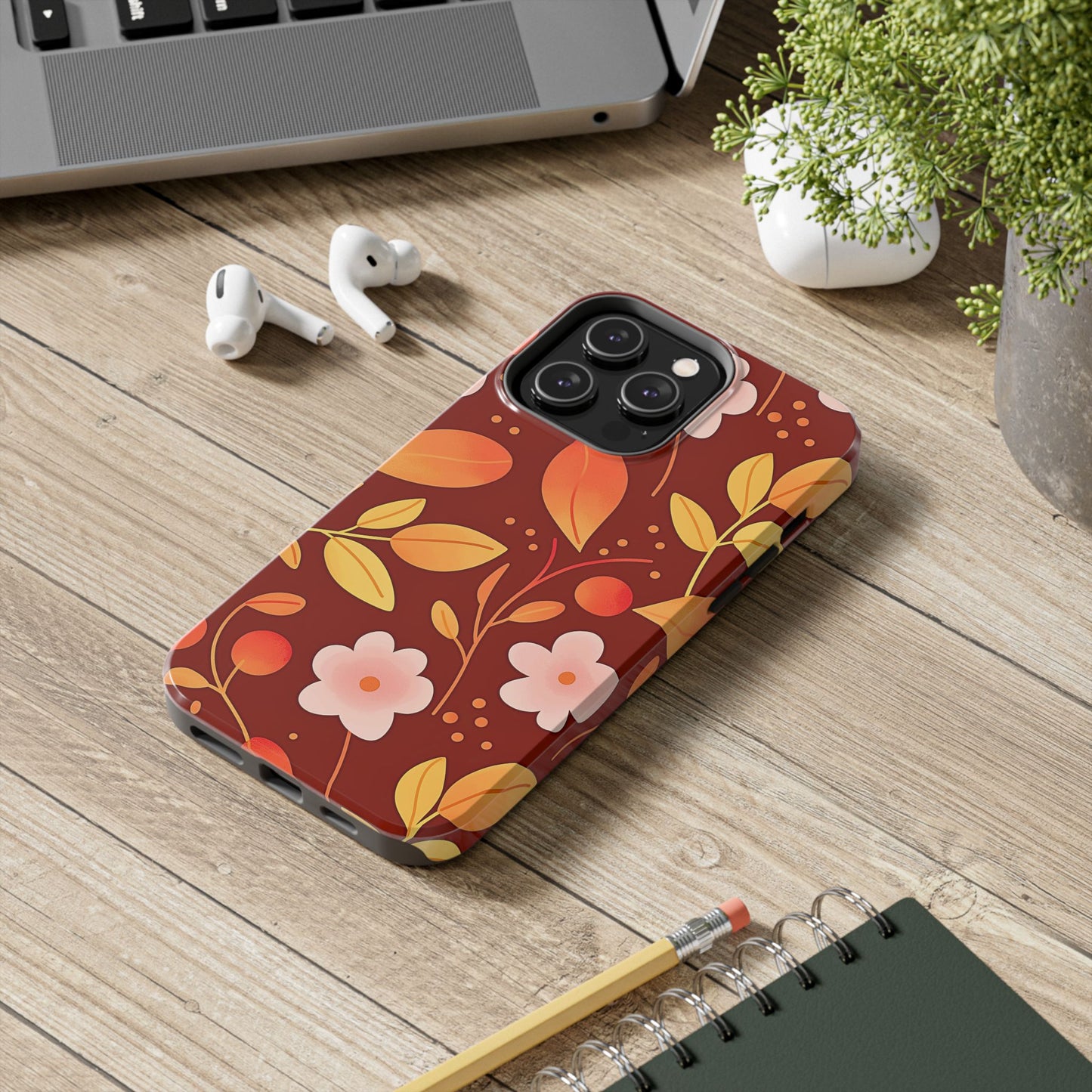 Autumn Fall Leaf Pattern Tough Phone Case | Aesthetic