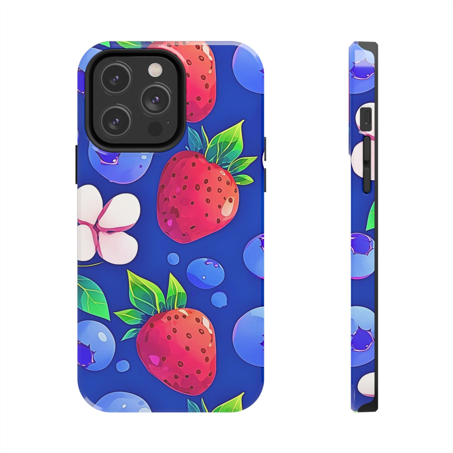 Cute Blueberry Strawberry Fruit Pattern Tough Phone Case | Aesthetic