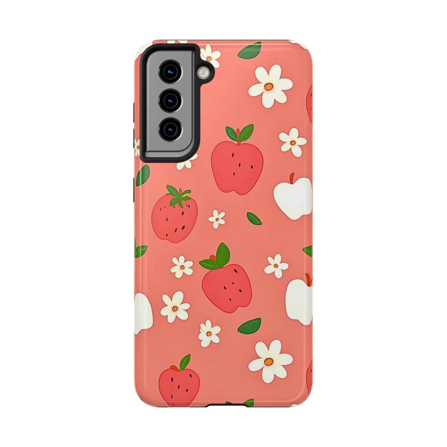 Strawberry Apple Flower Pattern Pink Tough Phone Case | Aesthetic