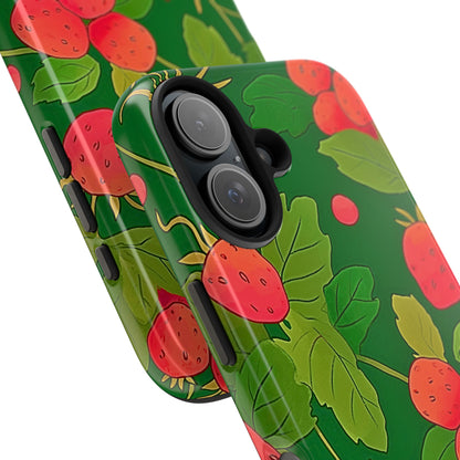 Dark Strawberry Pattern Preppy Tough Phone Case | Aesthetic