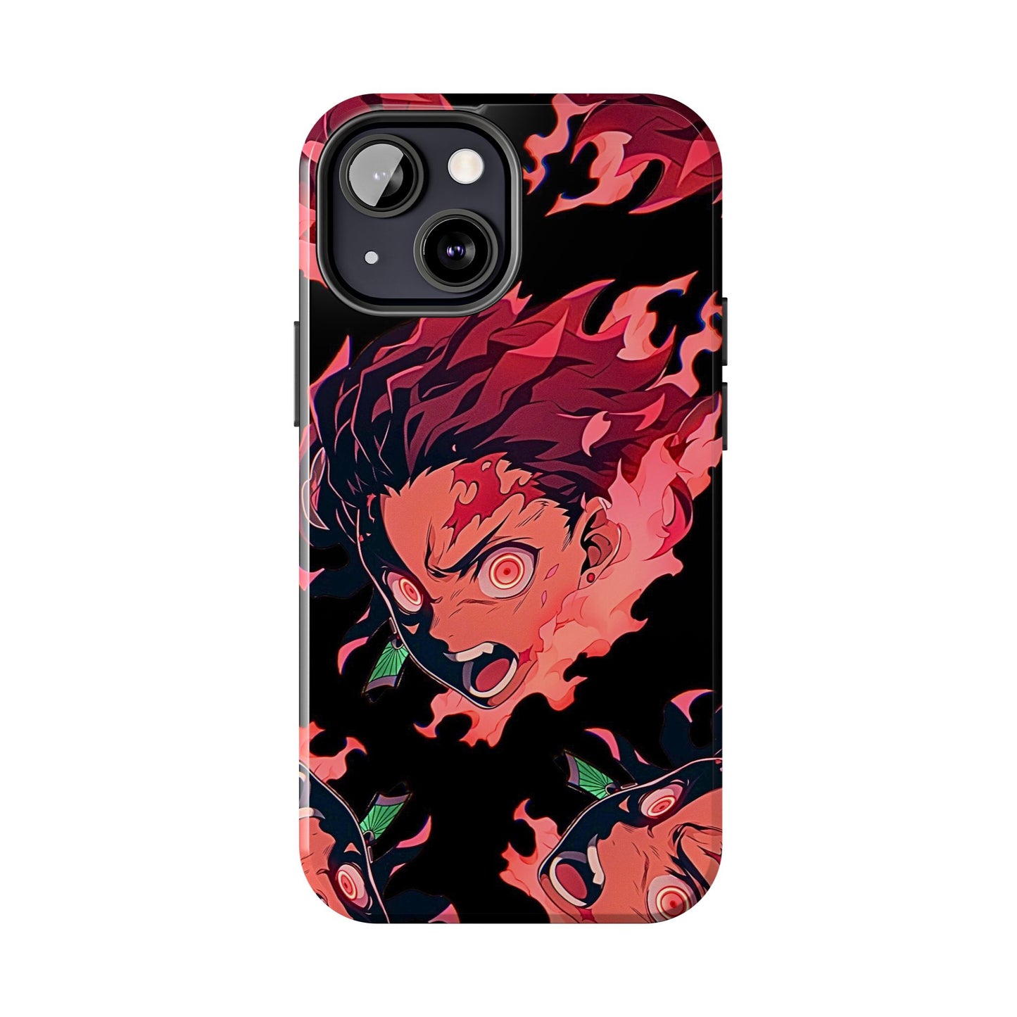 Tanjiro Kamado Flamed Style Black Tough Phone Case | Anime - Demon Slayer