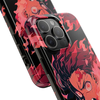 Tanjiro Kamado Flamed Style Black Tough Phone Case | Anime - Demon Slayer