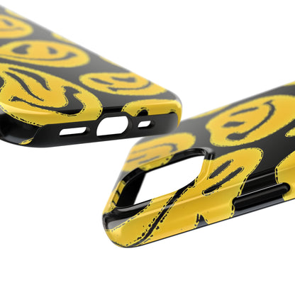 Funda resistente para teléfono con cara sonriente psicodélica colorida (versión 1) | Estética