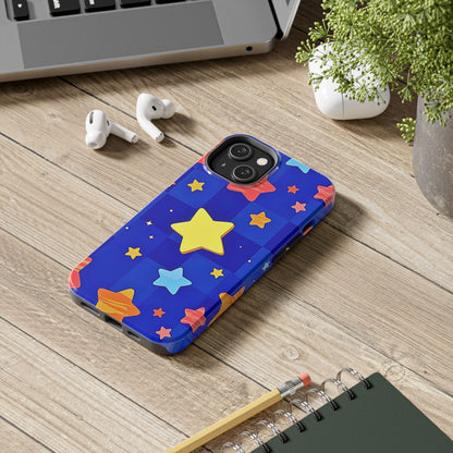 Funda resistente para teléfono con estampado de estrellas vibrantes y preppy | Estética