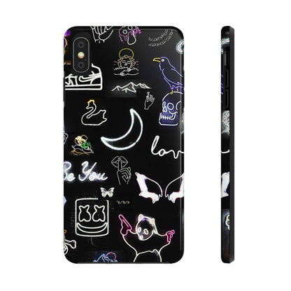 Funda resistente para teléfono estilo neón blanco | Estética