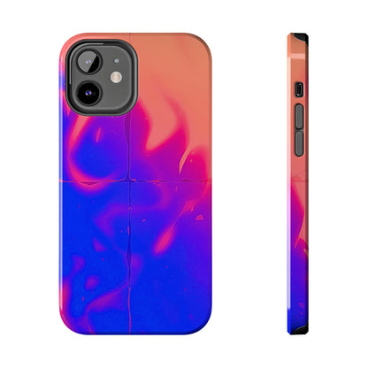 Funda resistente para teléfono con diseño de llamas, degradado abstracto y resplandor del atardecer | Estética