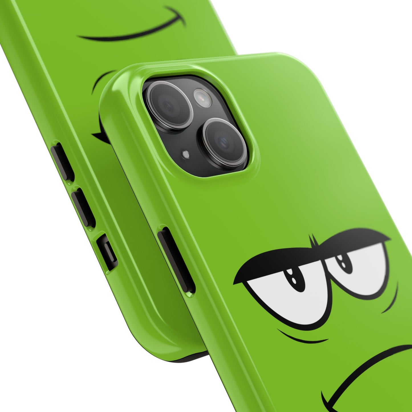 Grumpy Mood Face Green Background Funny Expression Tough Phone Case | Funny