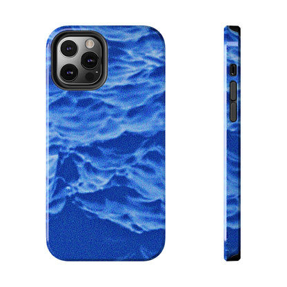 Funda resistente para teléfono azul oscuro con olas del océano borrosas | Estética