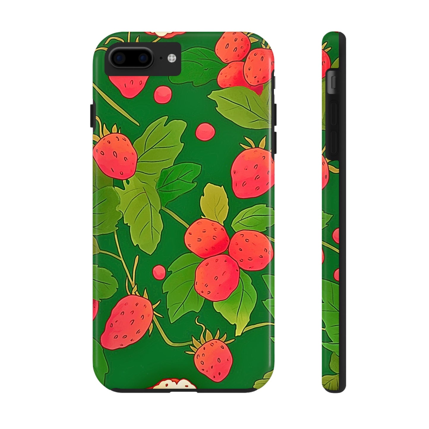 Dark Strawberry Pattern Preppy Tough Phone Case | Aesthetic