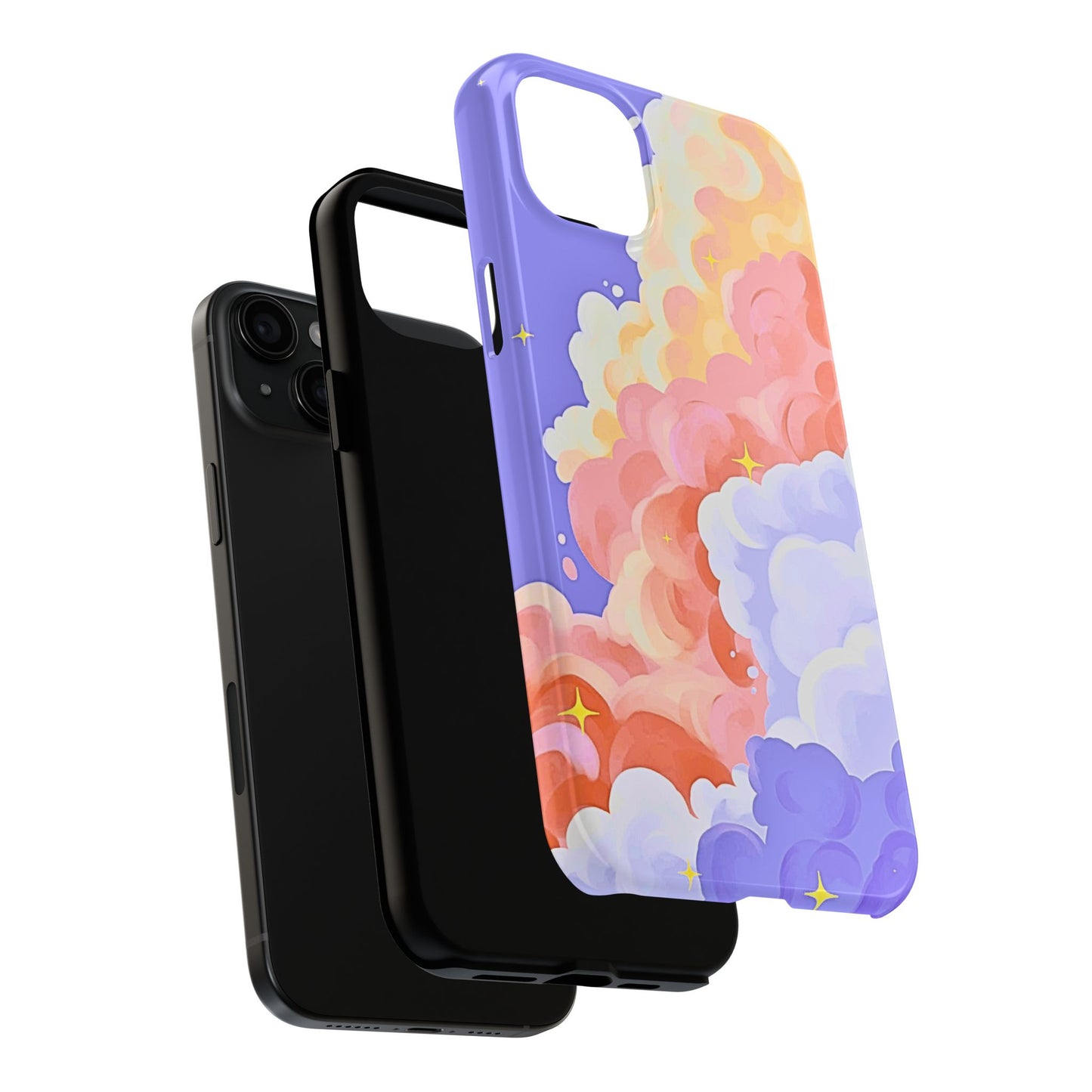 Funda resistente para teléfono con diseño de nubes de colores de ensueño | Estética