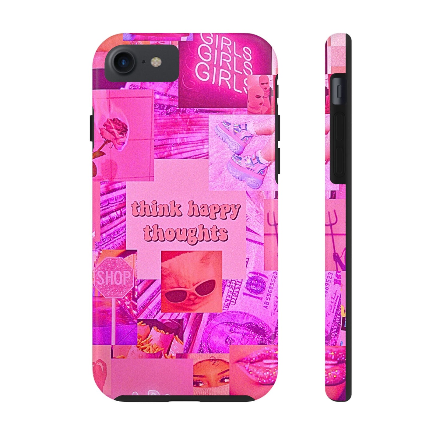 Think Happy Thoughts Pink Tough Phone Case | Aesthetic