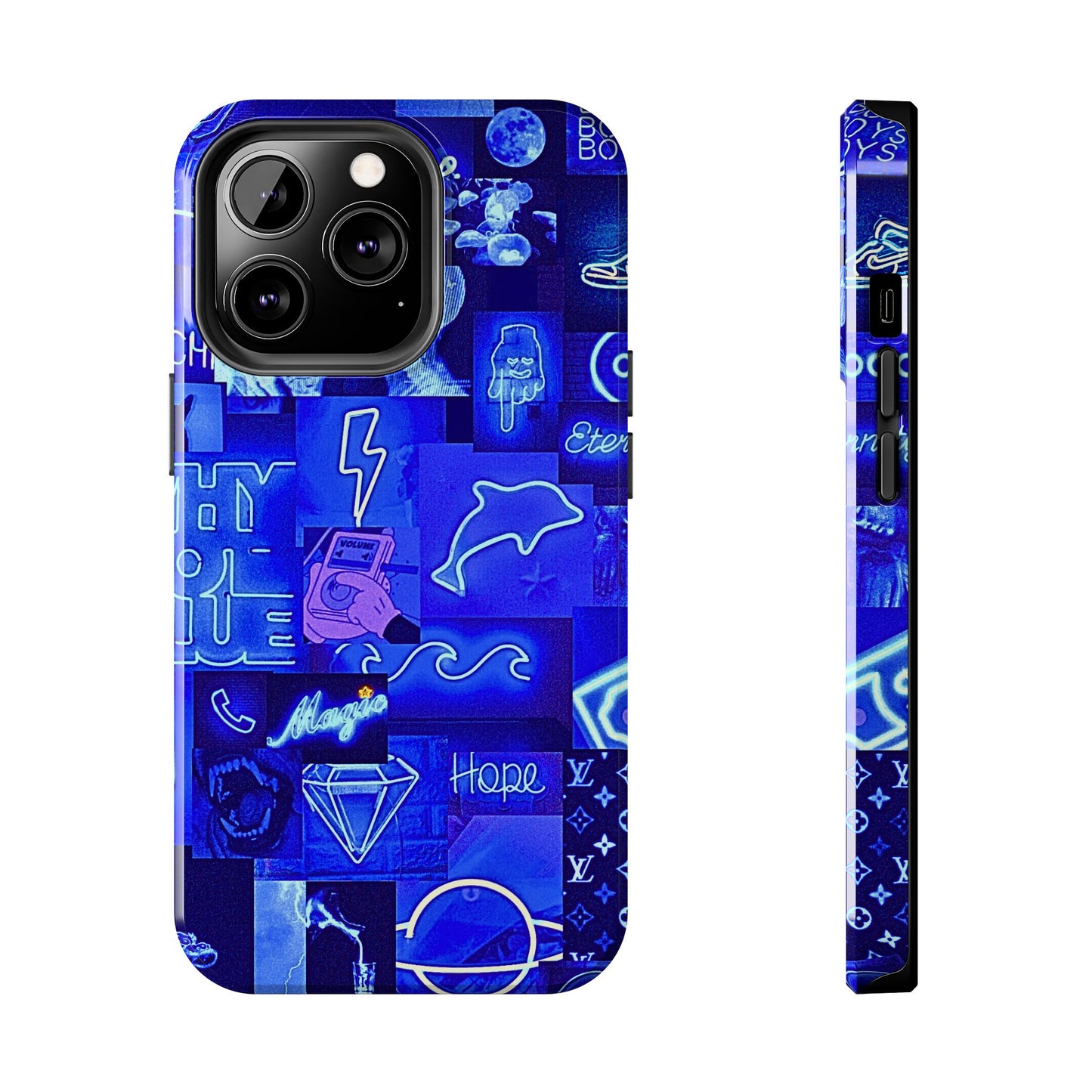 Blue Neon Style Tough Phone Case | Aesthetic