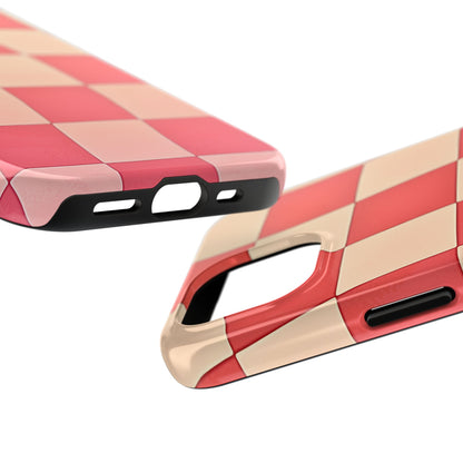 Preppy Checkered Pink Tough Phone Case | Aesthetic