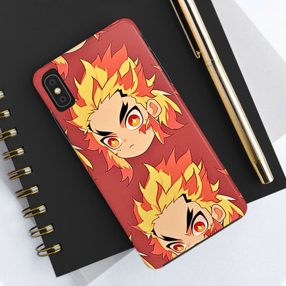 Rengoku Head Pattern Dark Orange Tough Phone Case | Anime - Demon Slayer