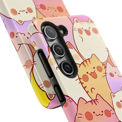 Kawaii Chubby Adorable Cats Tough Phone Case | Animals