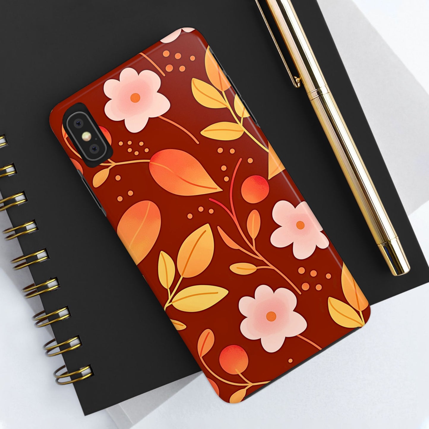 Autumn Fall Leaf Pattern Tough Phone Case | Aesthetic