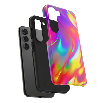 Funda resistente para teléfono con brillo metálico holográfico y estilo abstracto | Estética