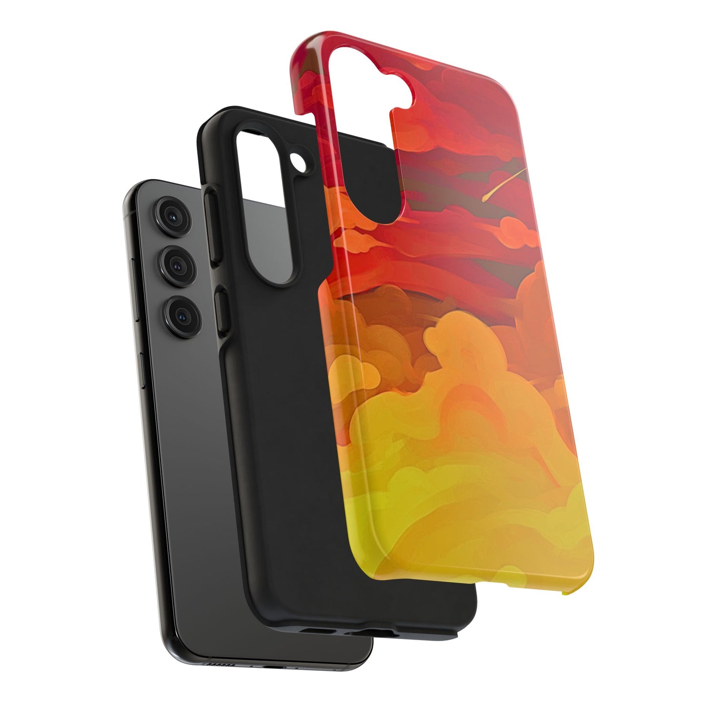 Funda resistente para teléfono con diseño de nubes rojas y naranjas | Estética
