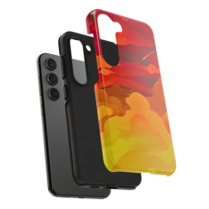 Funda resistente para teléfono con diseño de nubes rojas y naranjas | Estética