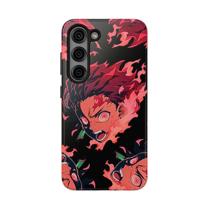 Tanjiro Kamado Flamed Style Black Tough Phone Case | Anime - Demon Slayer