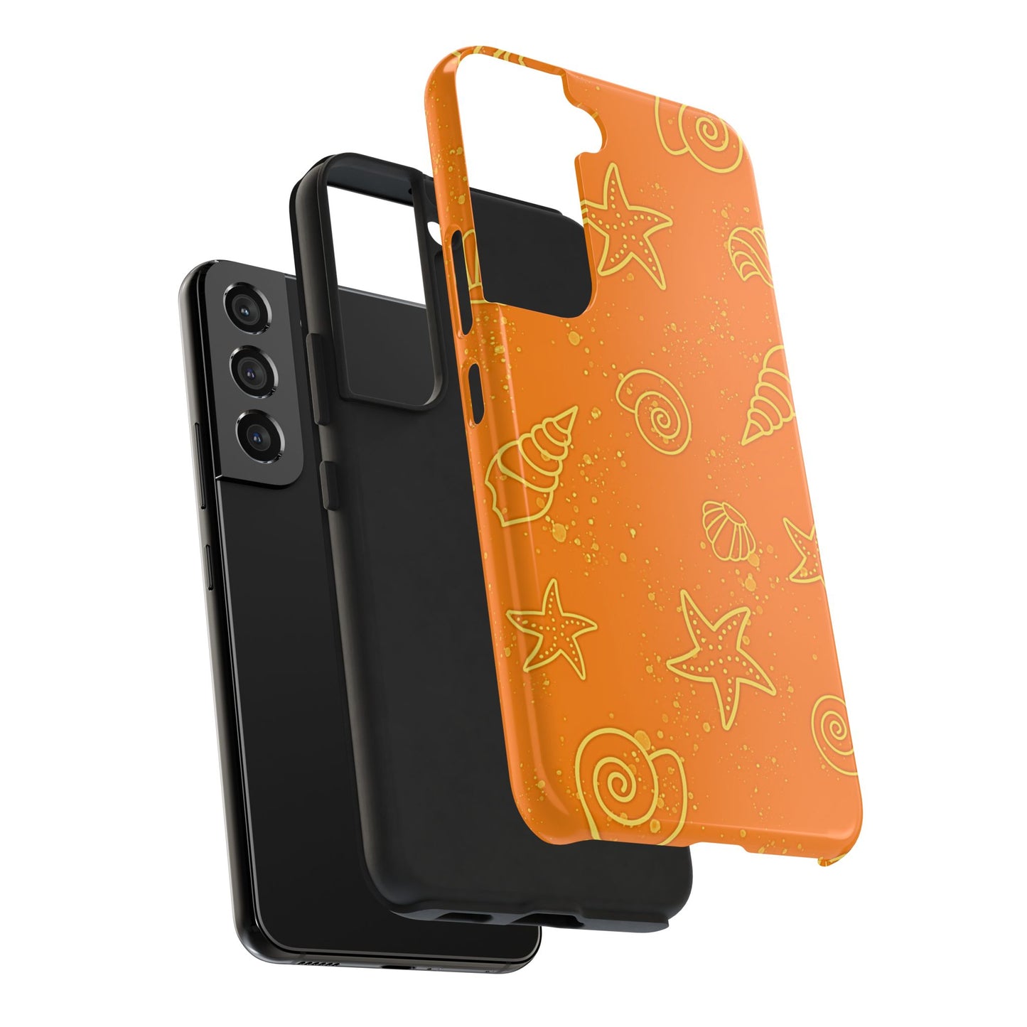 Funda resistente para teléfono con diseño de conchas naranjas | Estética