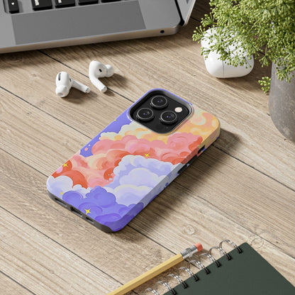 Funda resistente para teléfono con diseño de nubes de colores de ensueño | Estética