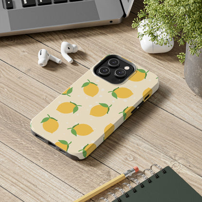 Cute Aesthetic Lemon Pattern Citrus Design Tough Phone Case | Food