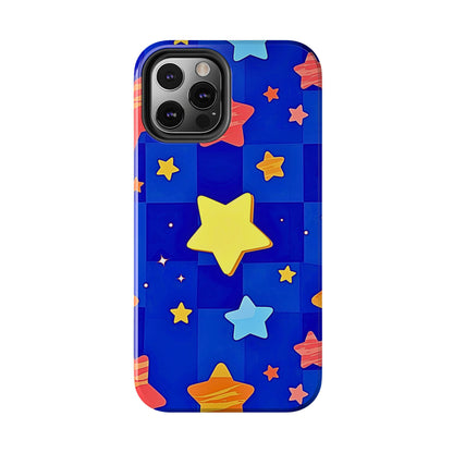 Funda resistente para teléfono con estampado de estrellas vibrantes y preppy | Estética