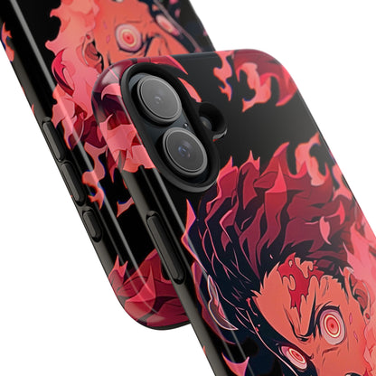 Tanjiro Kamado Flamed Style Black Tough Phone Case | Anime - Demon Slayer