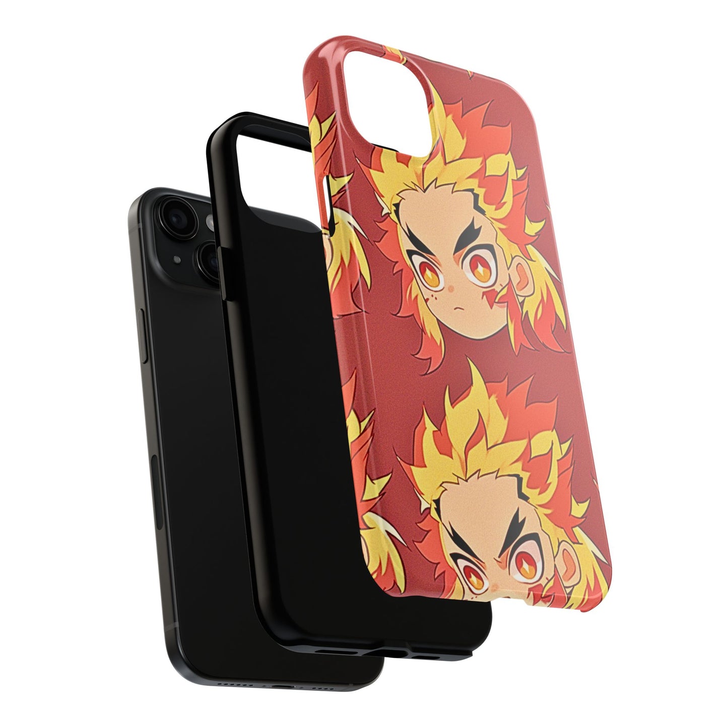 Rengoku Head Pattern Dark Orange Tough Phone Case | Anime - Demon Slayer