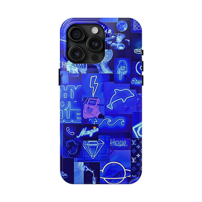 Blue Neon Style Tough Phone Case | Aesthetic