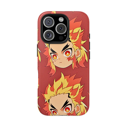 Rengoku Head Pattern Dark Orange Tough Phone Case | Anime - Demon Slayer