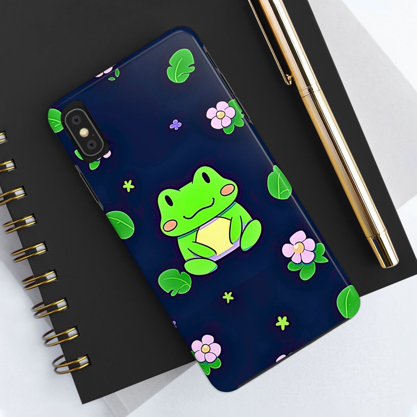 Adorable Froggy Black Tough Phone Case | Animals