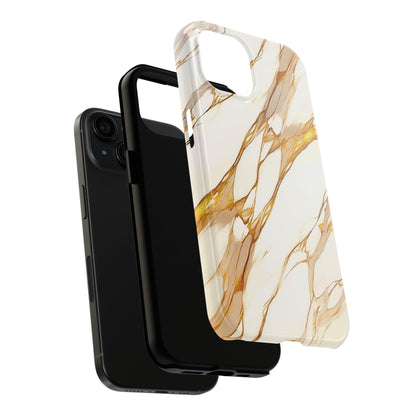 Funda/Cubierta resistente para teléfono con textura de mármol dorado de lujo | Estética
